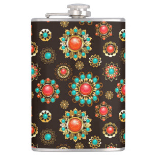 Flasques Pattern de Ethnic Brooches Seamless