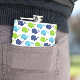 Flasques Pattern of Whales, Cute Whales, Sea Animals