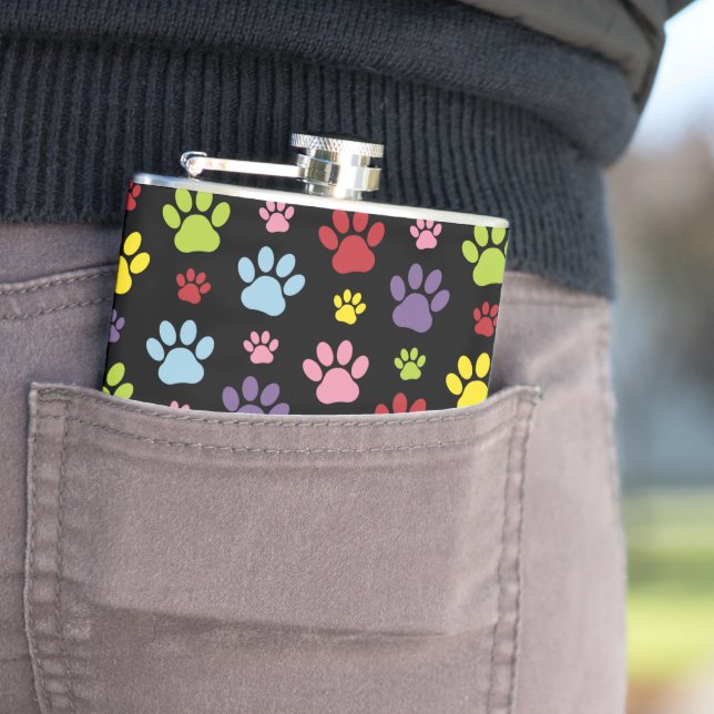 Flasques Paws Colorés, Motif Paw, Empreintes de pattes, Paw (In Situ)