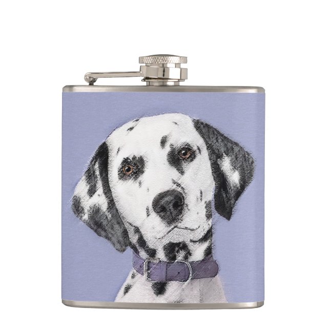 Flasques Peinture Dalmatienne - Cute Original Chien Art (Devant)