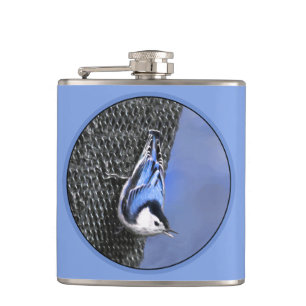 Flasques Peinture Nuthatch à poitrine blanche Art original