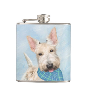 Flasques Peinture originale de chien Wheaten Terrier Écossa