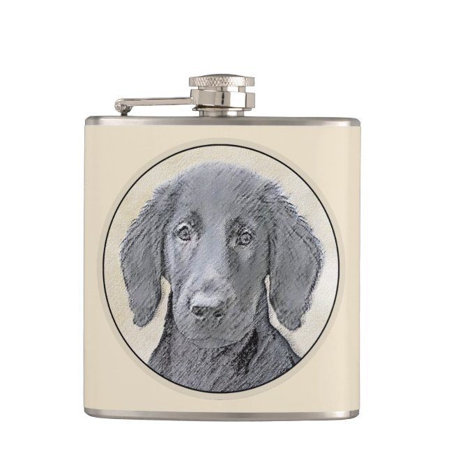 Flasques Peinture Retriever à revêtement plat - Art Chien o (Devant)
