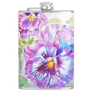 Flasques Pensée violette peinte à la main florale