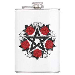 Flasques Pentagramme aux roses rouges