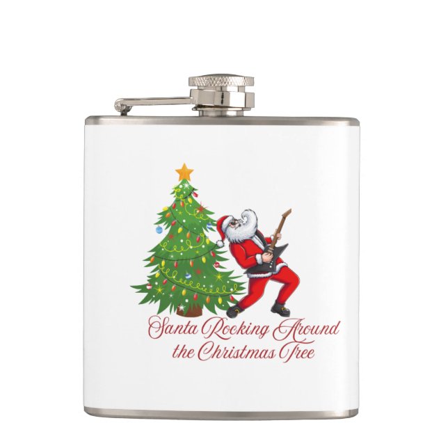 Flasques Père Noël serpentant autour de l'arbre de Noël sur (Devant)