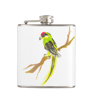 Flasques Perroquet sur une branche. Peinture d'aquarelle.