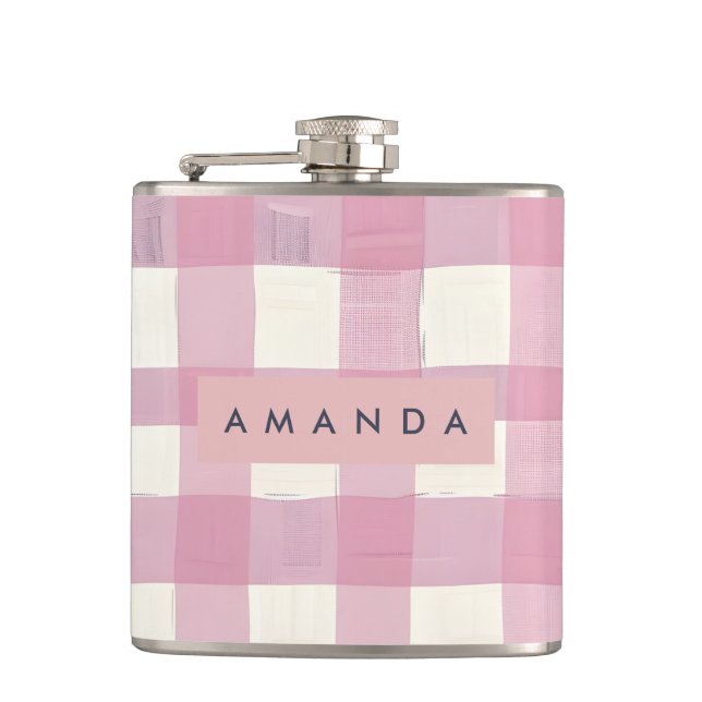 Flasques Personalized Cozy Pink Checkered Design (Devant)