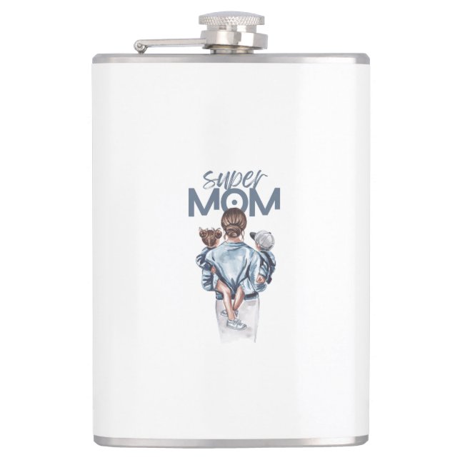 Flasques Personalized Super Mom with Son and Daughter Gift (Devant)