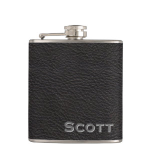 Flasques Personnalisé   Masculine rustique en cuir noir