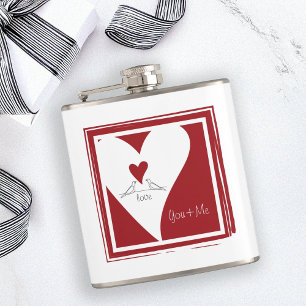 Flasques Personnalisé Simple moderne Inséparables Red Heart