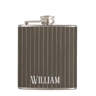 Flasques Personnalised brown retro pinstripes