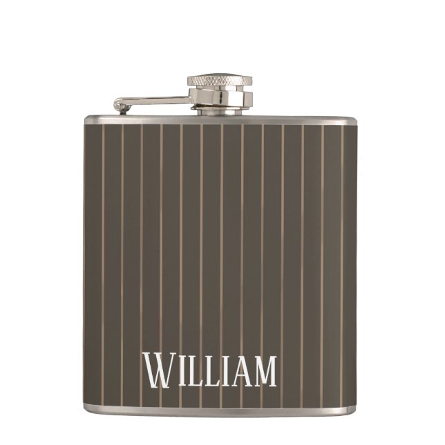Flasques Personnalised brown retro pinstripes (Devant)