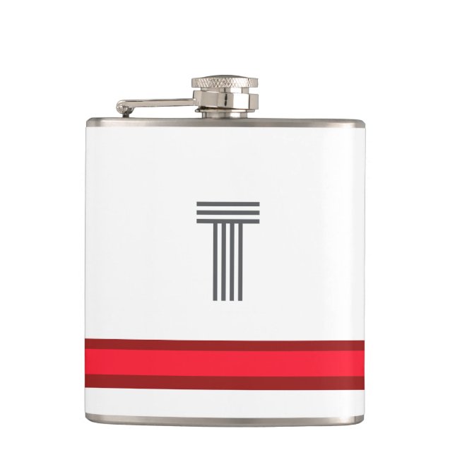 Flasques Personnalisez Avec Votre Bande Blanc + Rouge Initi (Devant)