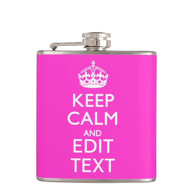Flasques Personnalized Keep Calm And Your Text Pink Decor (Devant)