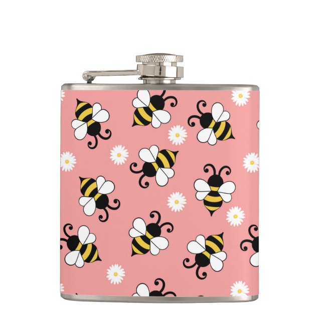Flasques Petites abeilles mignonnes et fleurs marguerites m (Devant)