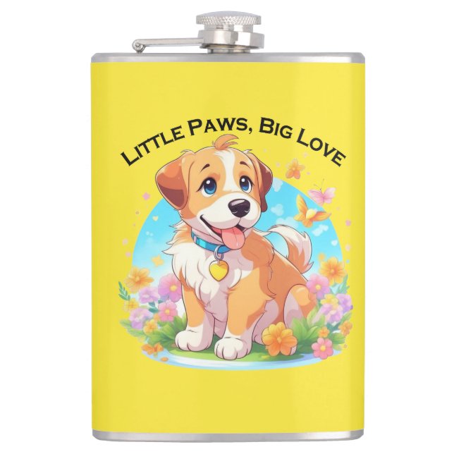 Flasques Petits Poches De Chiot Mignonne Grand Amour (Devant)