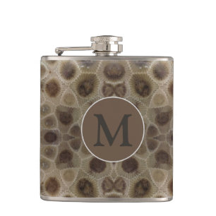 Flasques Petoskey Stone, État de Great Lake, motif fossile