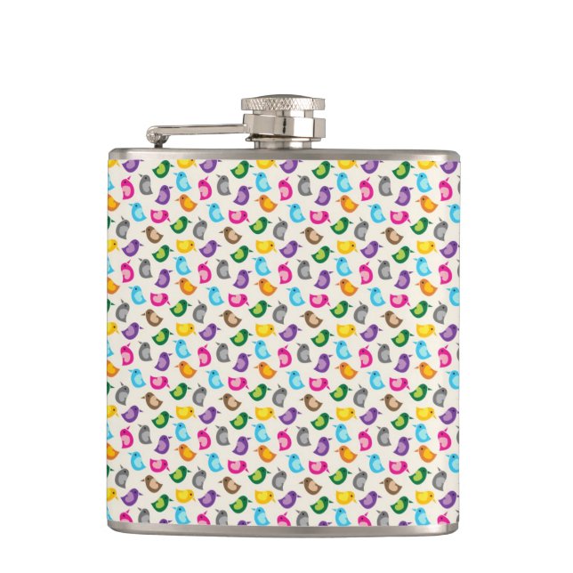 Flasques Peu de rose de birdie et Girly lunatique bleu (Devant)