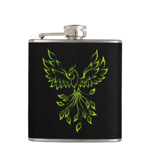 Flasques Phoenix vert se lève sur le noir