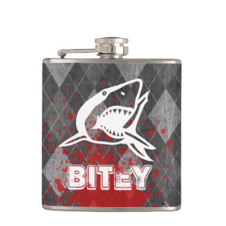 Flasques Pictogramme de requin sur le Jacquard noir Grungy