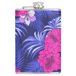 Flasques Pink & Purple Tropical - Un design hibiscus lumine