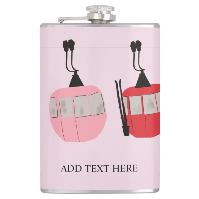 Flasques Pink Retro Ski Ascenseur Gondola Skier (Devant)