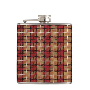 Flasques Plaid de pixel en rouge et or