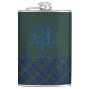 Flasques Plaid Monogramme vert, bleu et aqua