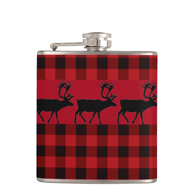 Flasques Plaque rouge et noire avec accent Elk (Devant)