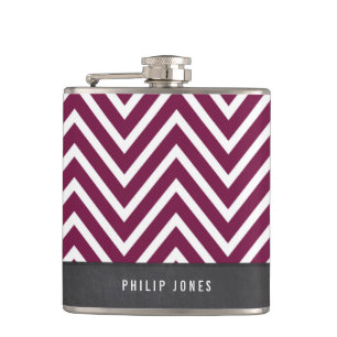 Flasques Plum de maroon gris motif à chevron moderne
