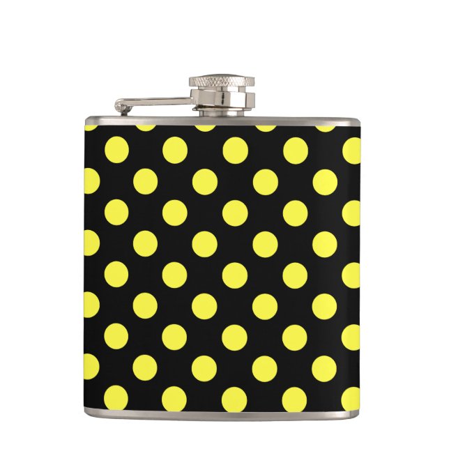 Flasques Pois jaunes sur fond noir (Devant)