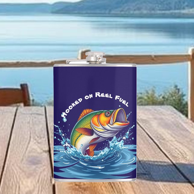 Flasques Poisson sur bobine combustible-amusant (Fish-Hooked on Reel Fuel-Funny Flask)