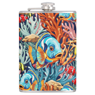 Flasques Poissons Tropicaux Couleurs Vives Ambiance Estival