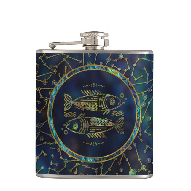 Flasques Poissons Zodiac or Abalone sur Constellation  (Devant)