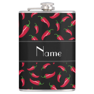 Flasques Poivre de piment rouge noir nommé personnalisé