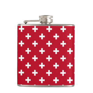 Flasques Polka blanche croise sur rouge