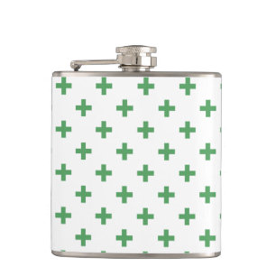 Flasques Polka verte croise sur blanc