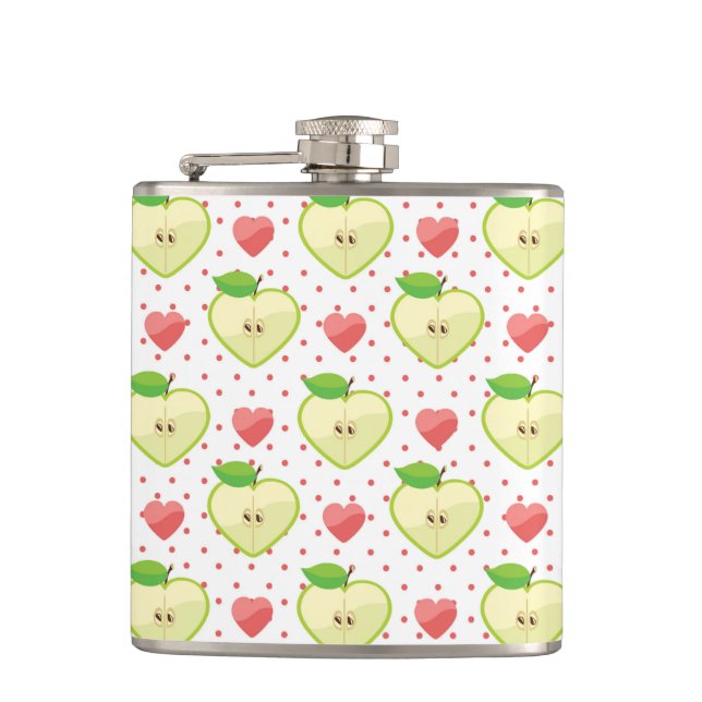 Flasques Pommes de coeur avec le pois et les coeurs roses (Devant)