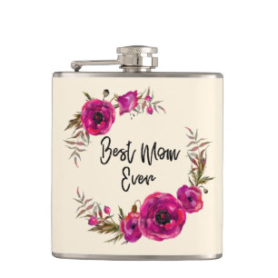 Flasques Poppies florales rose Fuchsia Wreath Meilleure mam
