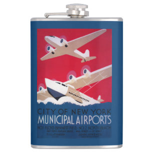 Flasques Poster vintage municipal d'aéroport de New York