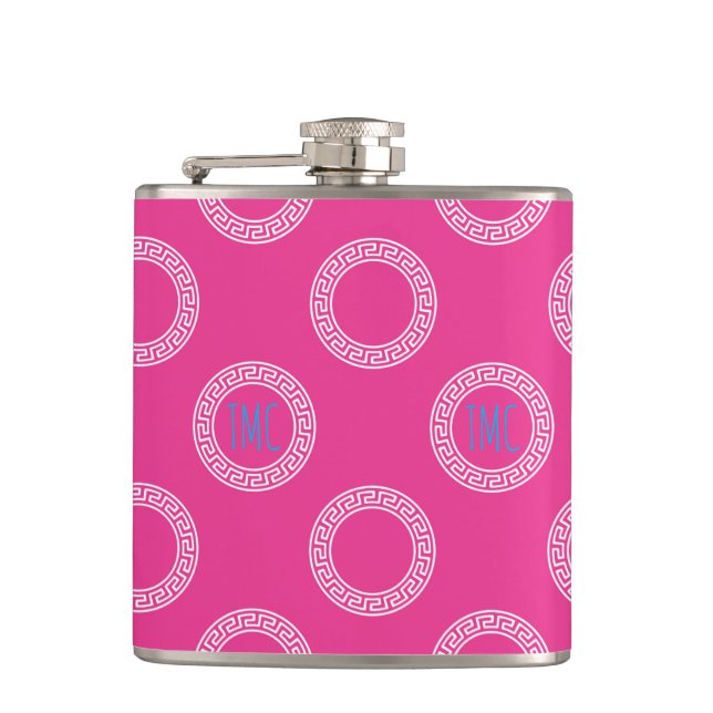 Flasques Preppy Greek Key Circles Sorority INITIALS College (Devant)