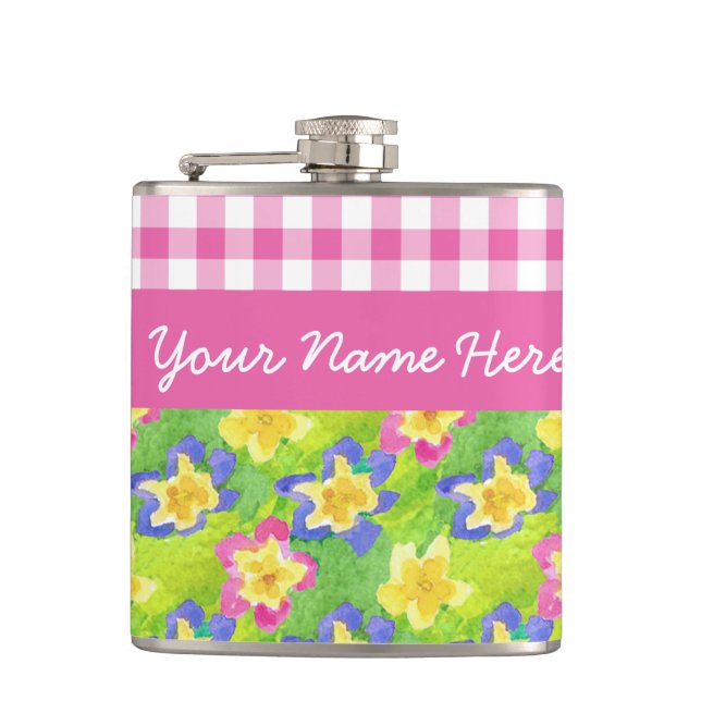 Flasques Primroses Hip Flask to Personalize : En vichy rose (Devant)