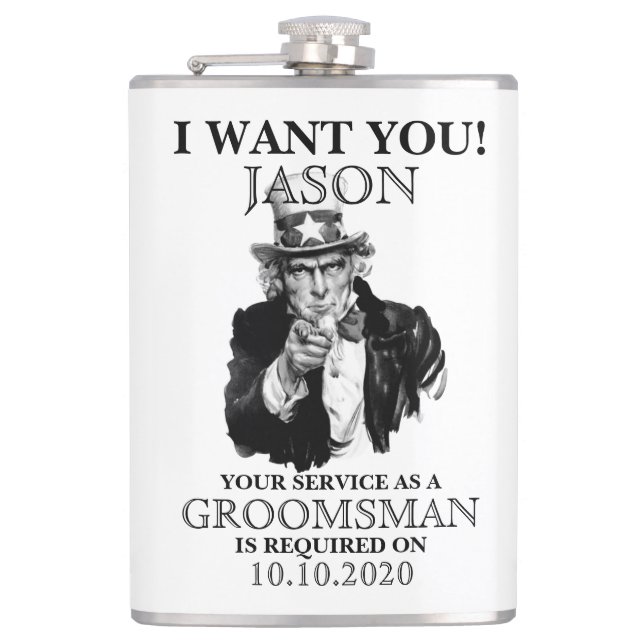 Flasques Proposition Groomsman Best Man Oncle Sam Je veux q (Devant)