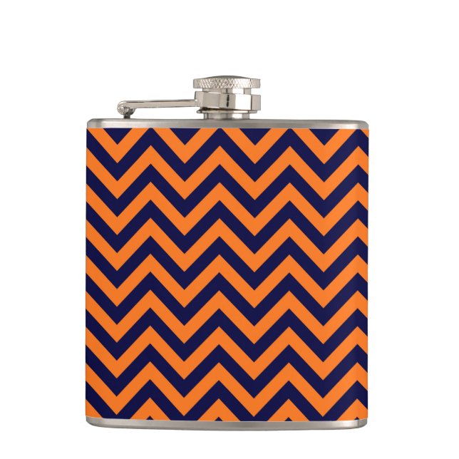 Flasques Pumkin, Navy Blue Large Chevron Zig Zag (Devant)