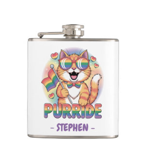 Flasques Purride - Chat orange avec drapeau LGBTQ Pride