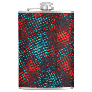 Flasques Quadriculados riscados de cor azul claro, vermelho