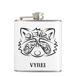 Flasques Raccoon tribal noir et blanc