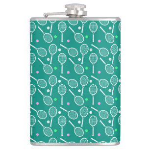 Flasques Raquette de tennis blanc et Motif de balle vert