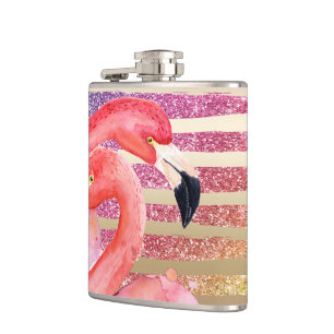 Flasques Rayures d'or de parties scintillantes de Flamants